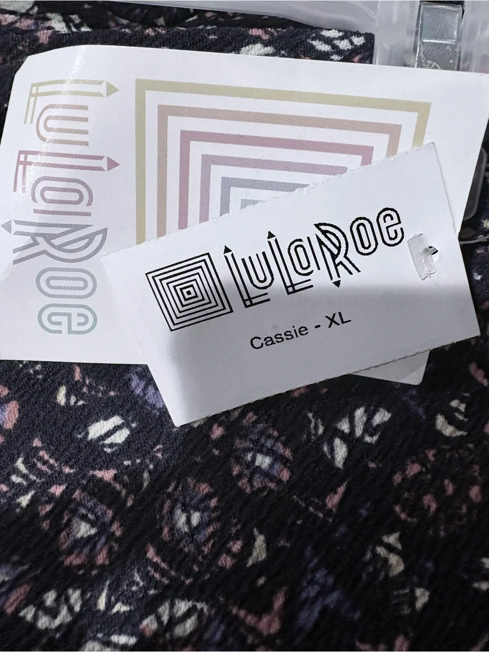 LuLaRoe Navy Floral Pencil Skirt with Purple & Pink Accents